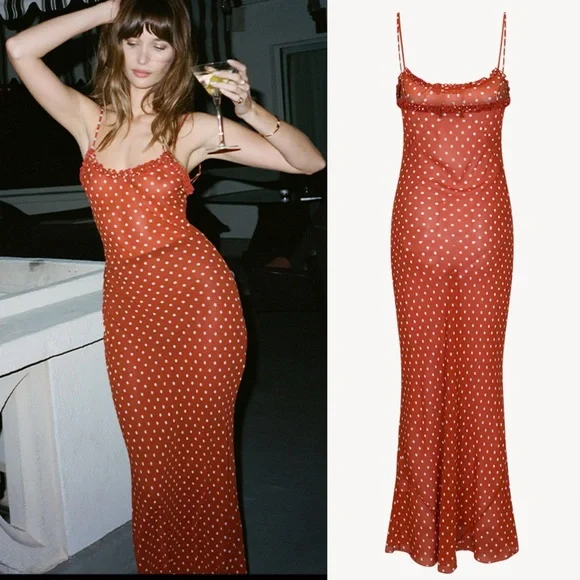 NWT Réalisation Par The Esmé Rouge Spot 100% Silk Slip Dress Size S - Picture 1 of 15